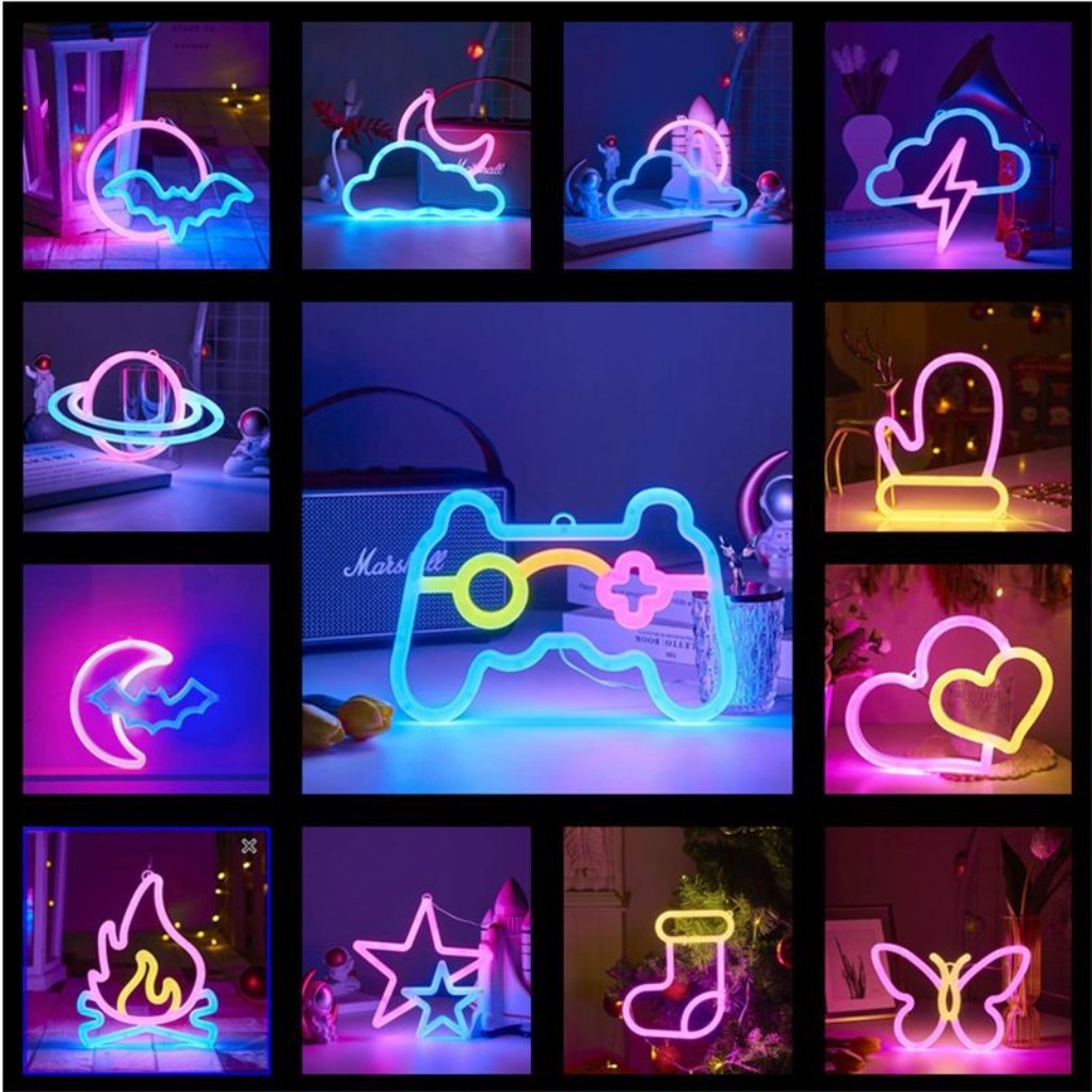 Double-sided glowing neon light