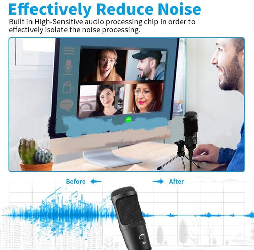 Apple-compatible desktop mic stand with live recording features
